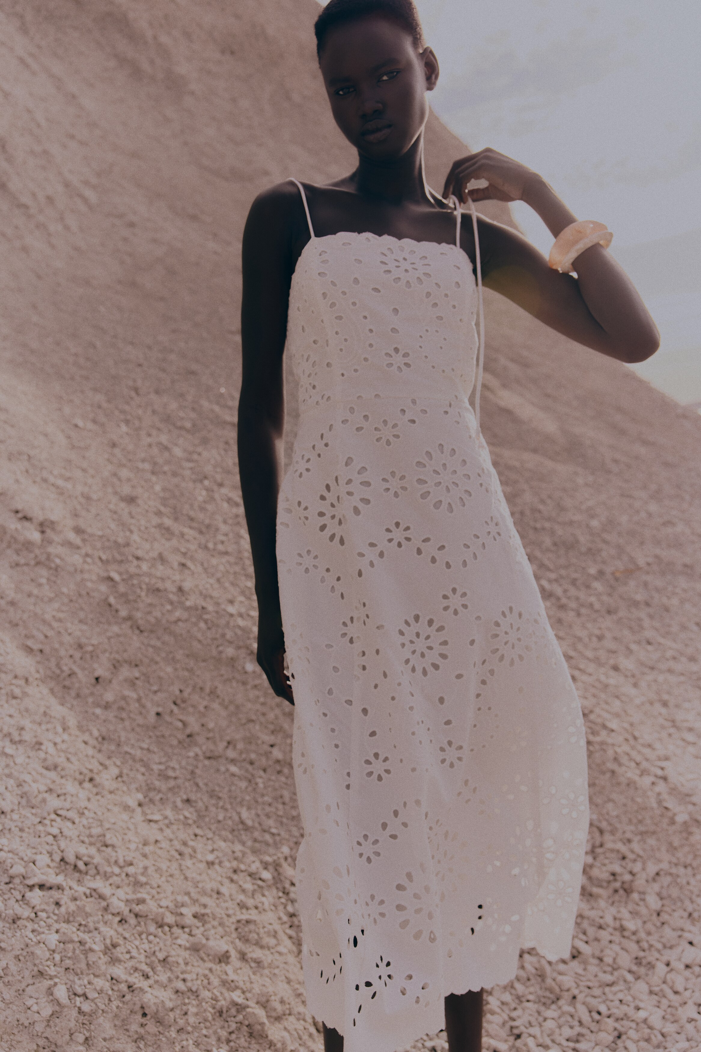 Tie-Strap Broderie Anglaise Dress