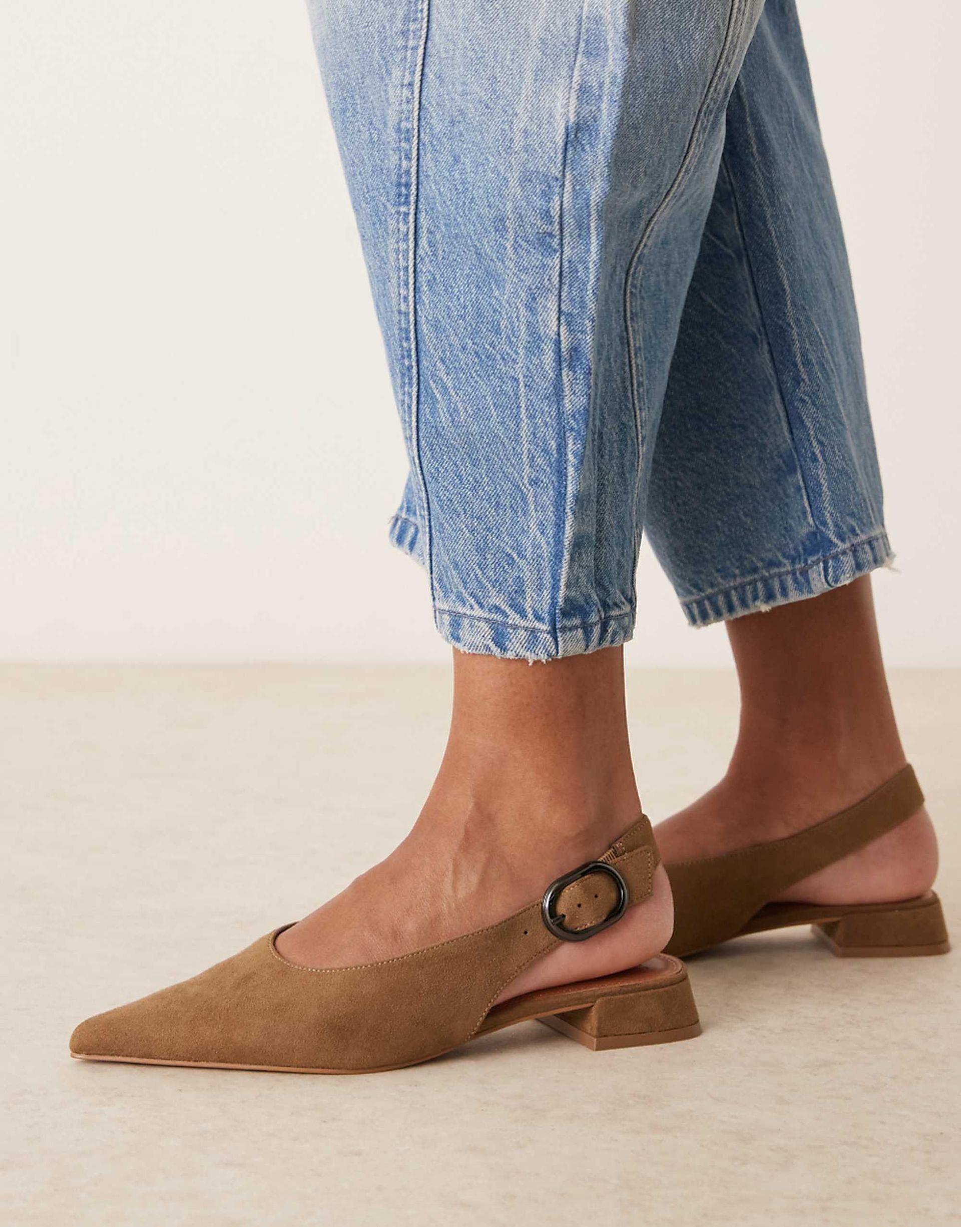 Asos Design Leonora Slingback Ballet in Taupe Suedette