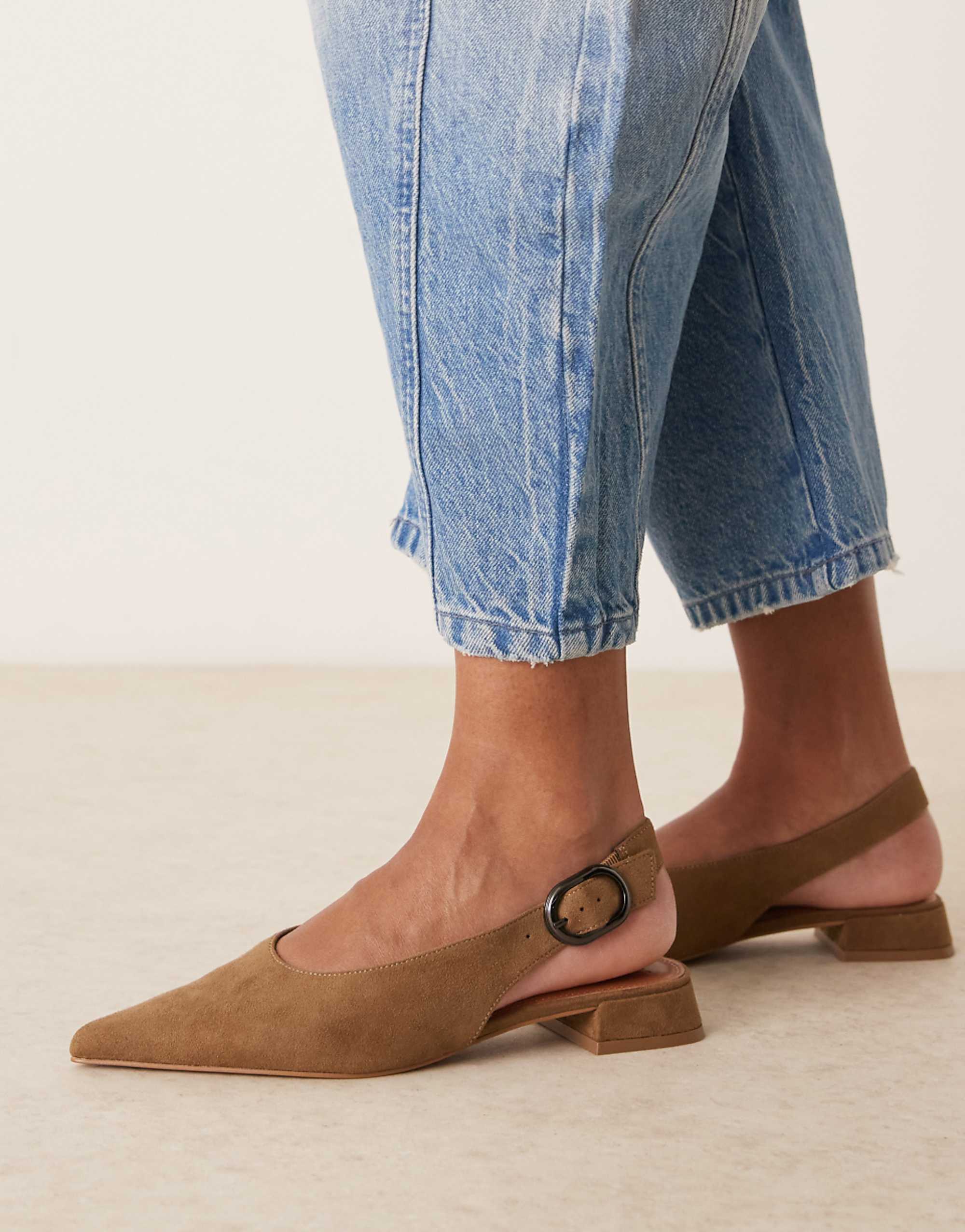 Asos Design Leonora Slingback Ballet in Taupe Suedette