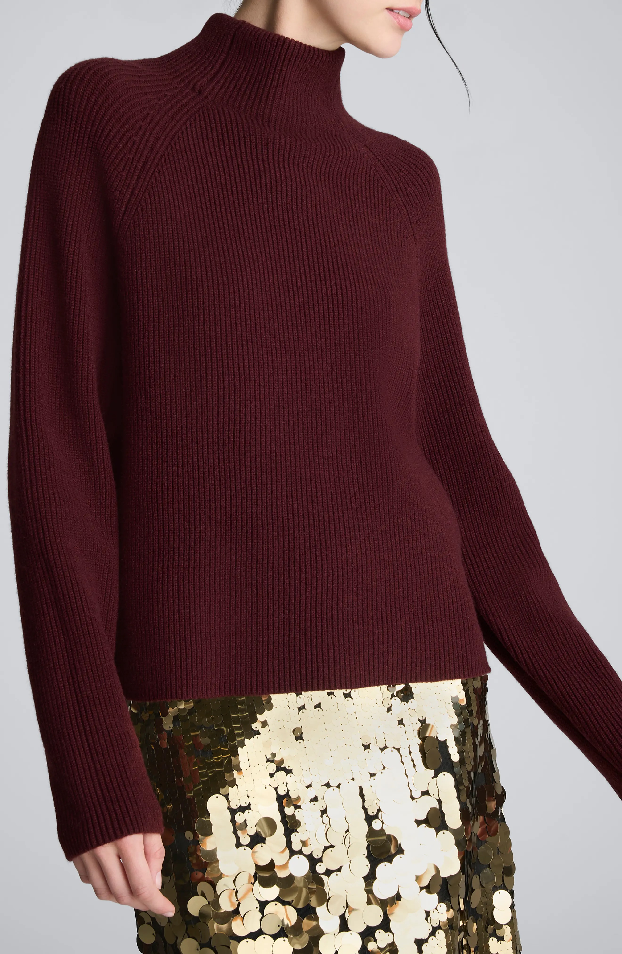 Kenneth Cole, Raglan Sleeve Funnel Neck Sweater