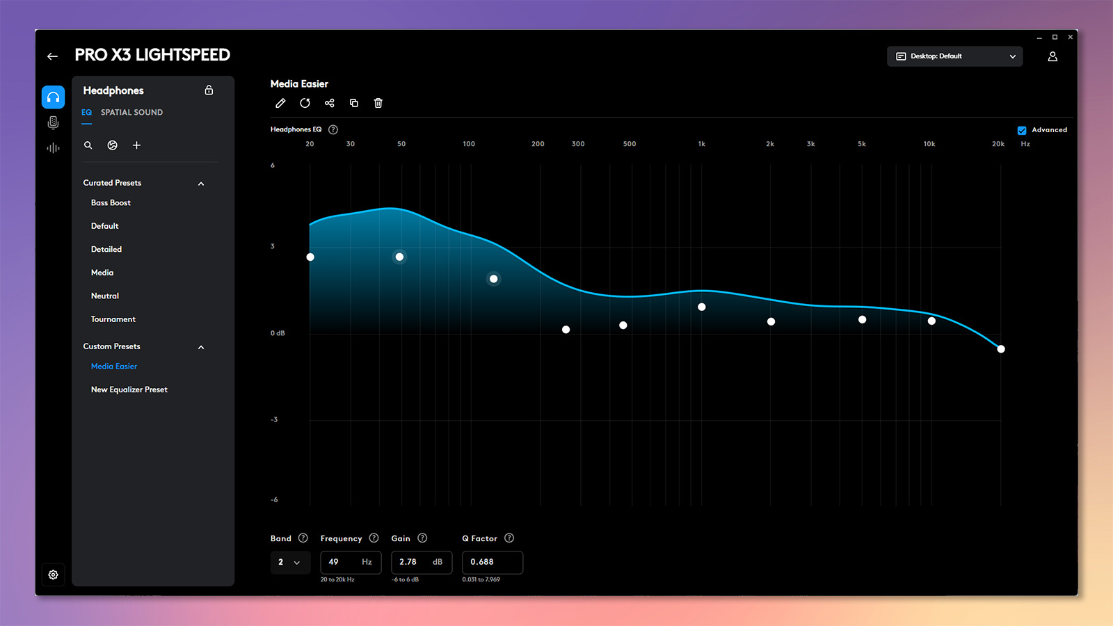The Logitech G Pro X3 Lightspeed being customized in Logitech's G Hub software