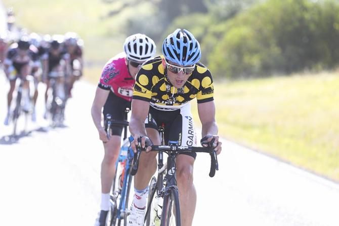 Nathan Haas attempts a to form a break.