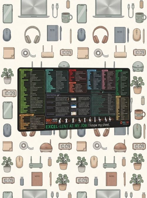 Excel Cheat Sheet Desk Mat