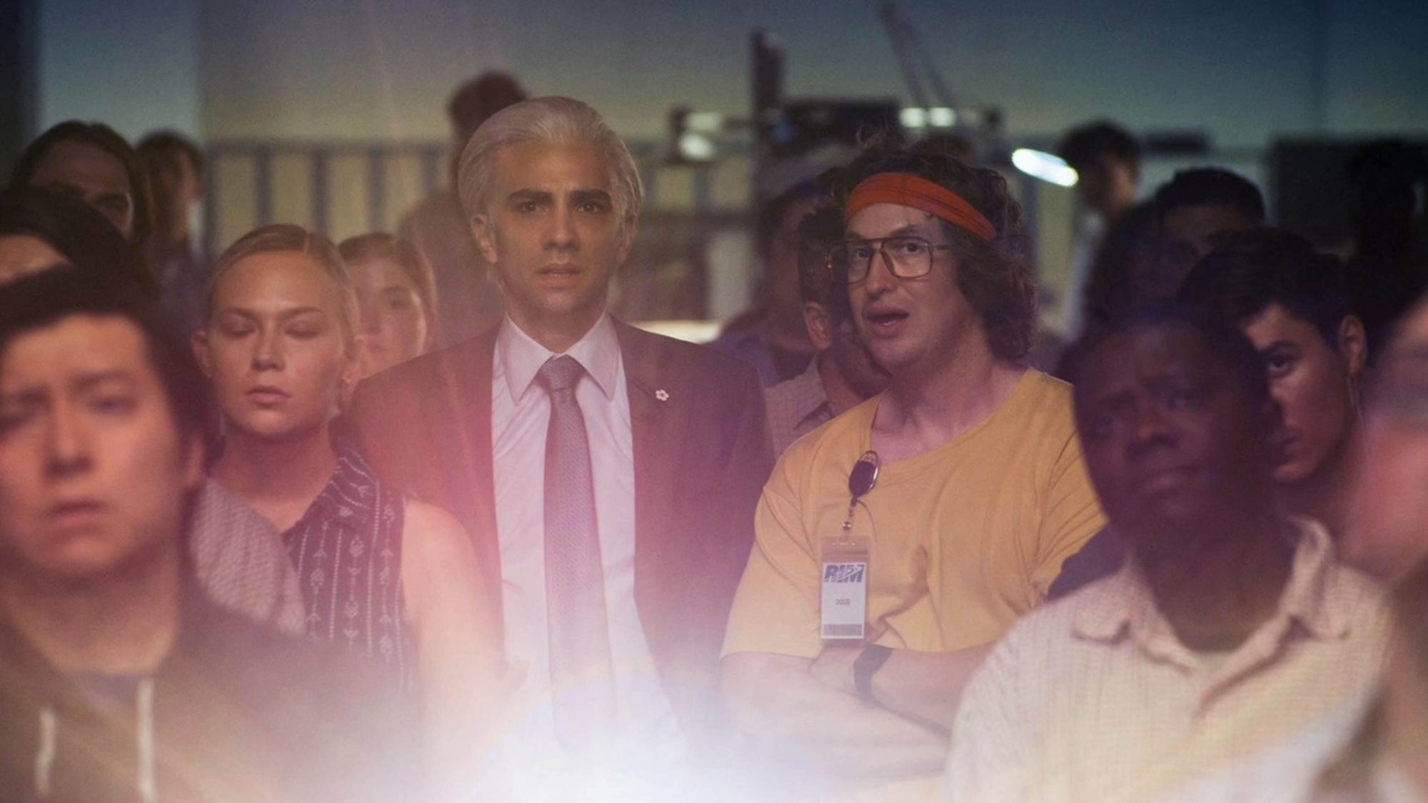 (L-R) Jay Baruchel as Mike Lazaridis and Matt Johnson as Doug Fregin in "BlackBerry"