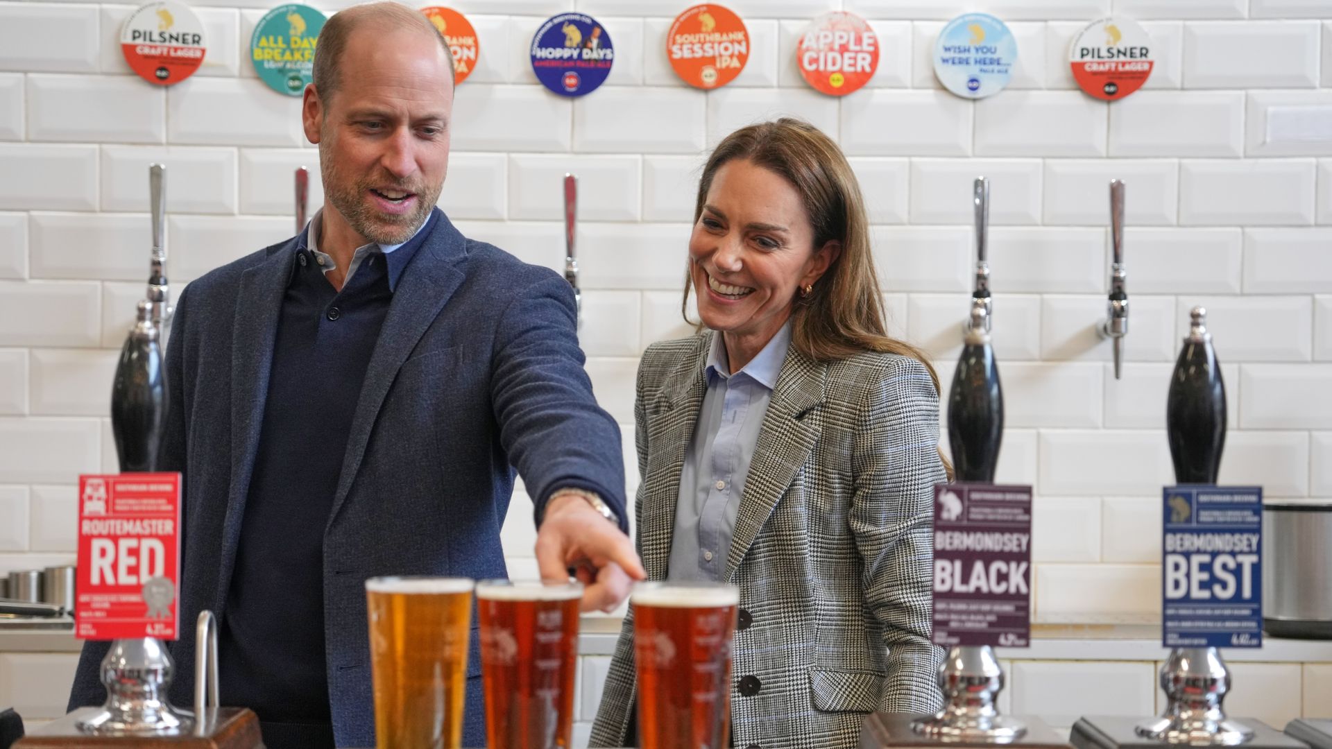 Prince William and Kate Middleton visit a brewery together during a tour of Bermondsey's Beer Mile