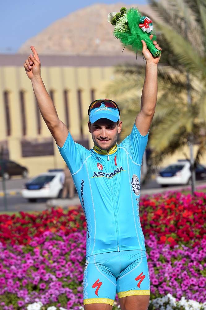 Andrea Guardini (Astana) celebrates his first win of 2015
