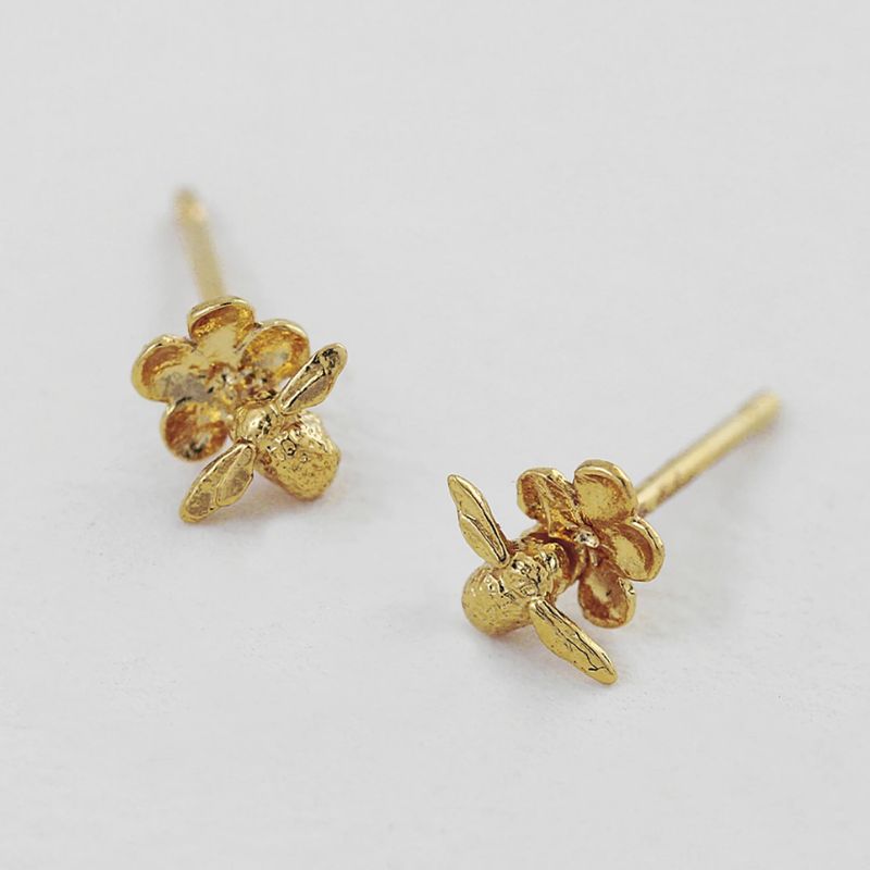 Forget Me Not Stud Earrings With Itsy Bitsy Bee