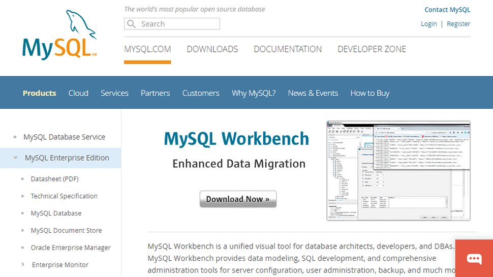 Website screenshot for MySQL Workbench