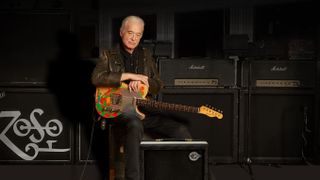 Jimmy Page with his Sundragon replica of his modded Supro Coronado