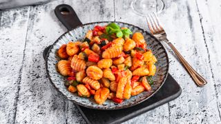 gnocchi with roasted vegetables in a tomato sauce