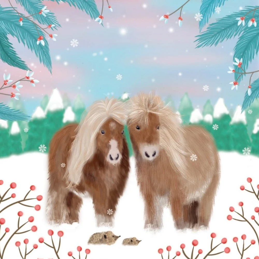 Brooke Ponies In The Snow Christmas card
