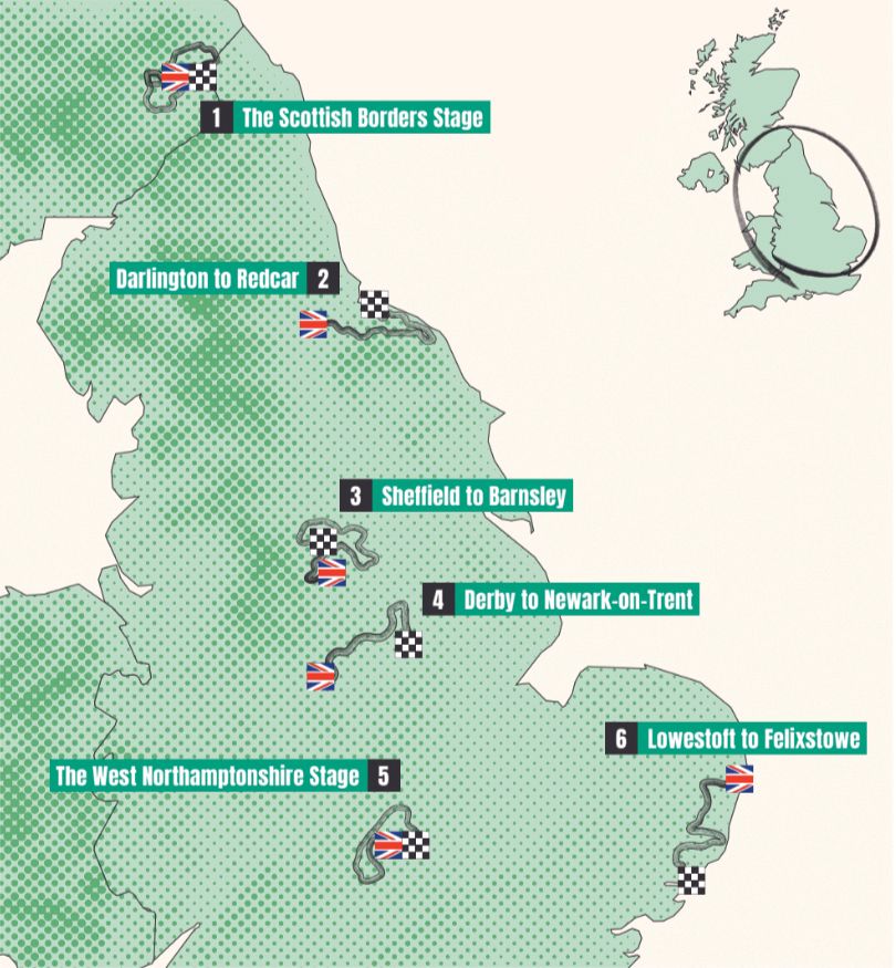 The route of the men's Tour of Britain 2024