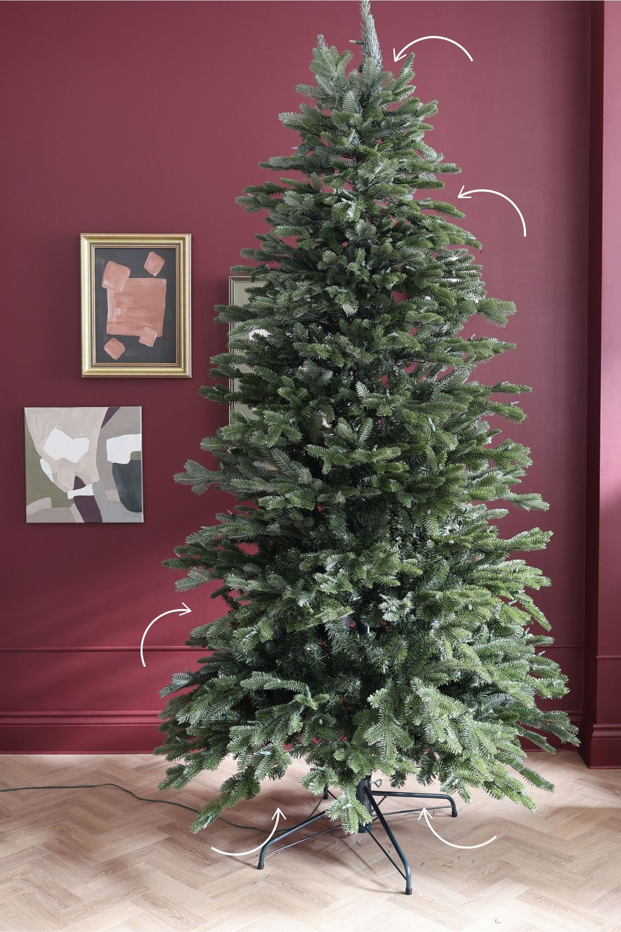 a christmas tree after fluffing