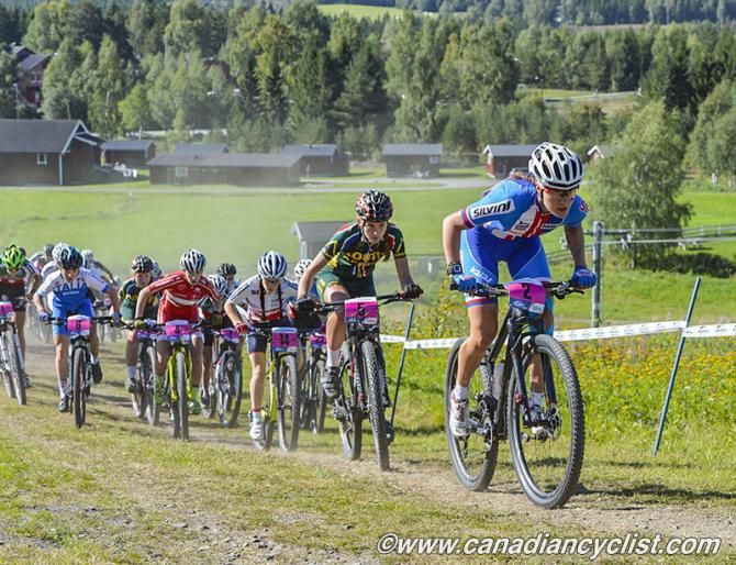 Barbora Prudkova (Czech Republic) leading at the start