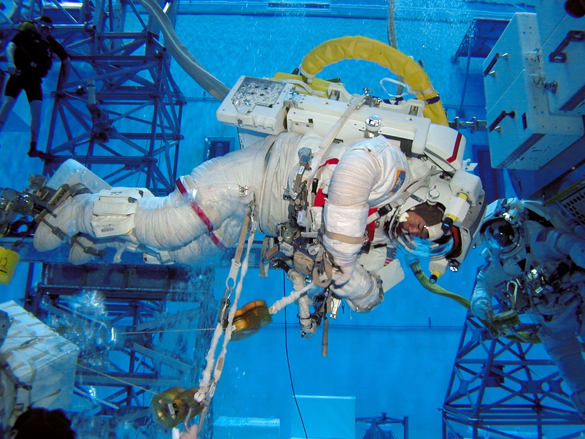 Eileen's crewmates training in the pool
