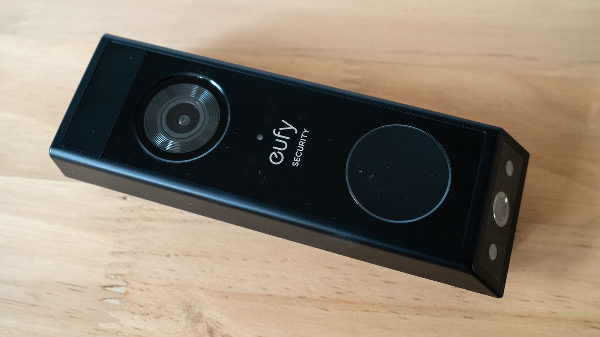Eufy Video Doorbell E340 on a wooden table