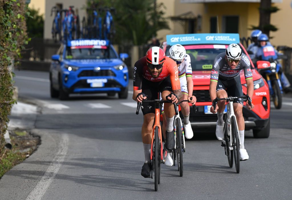 SANREMO ITALY MARCH 22 Filippo Ganna of Italy and Team INEOS Grenadiers competes in the breakaway during the 116th MilanoSanremo 2025 a 289km one day race from Pavia to Sanremo UCIWT on March 22 2025 in Sanremo Italy Photo by Dario BelingheriGetty Images