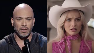 Jo Koy from Netflix stand up special/Margot Robbie in Barbie (side by side)