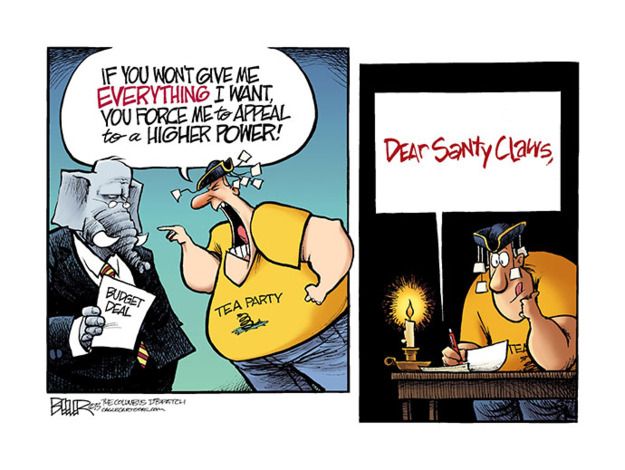 Political cartoon budget deal Tea Party