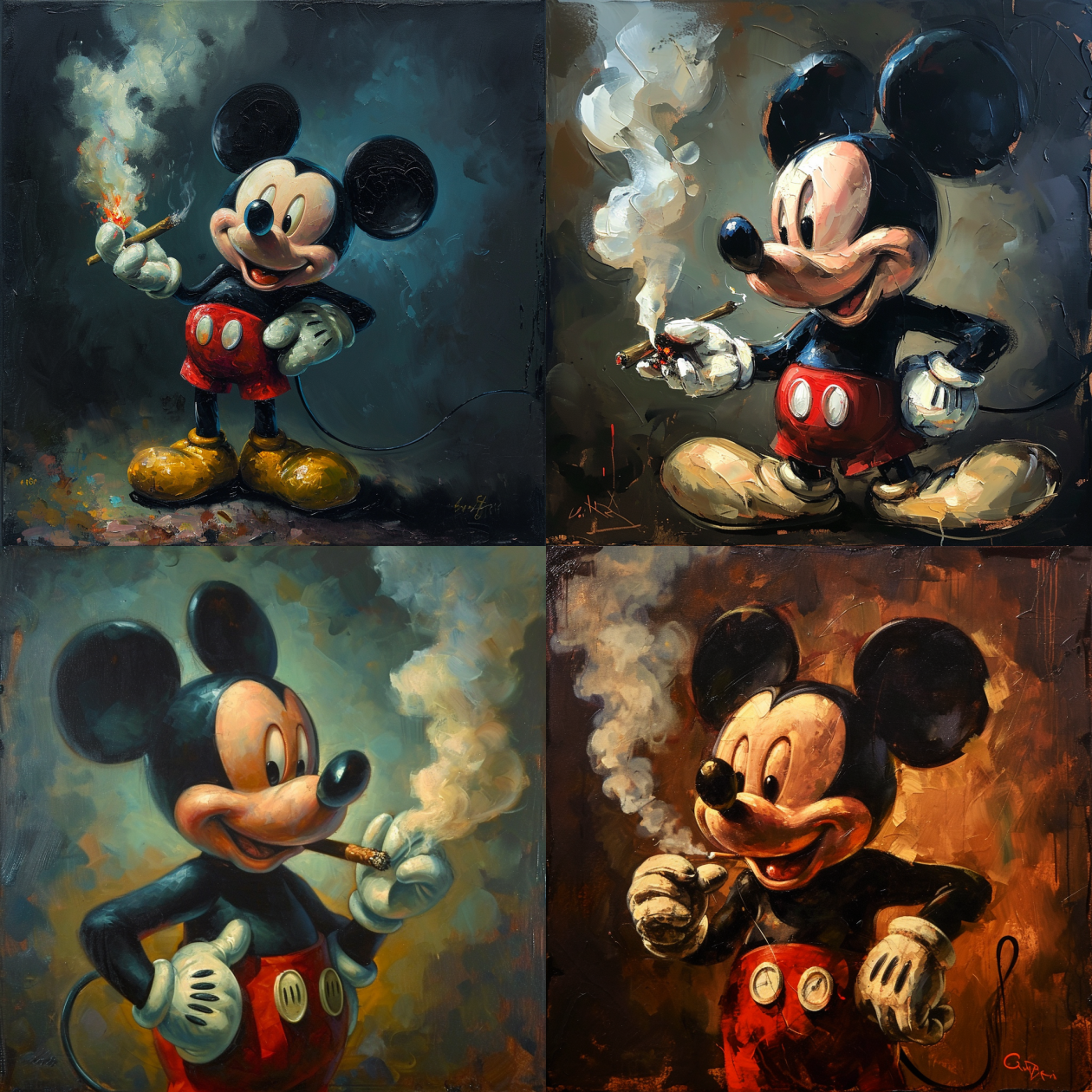 Mickey Mouse Smoking, Generated by Midjourney