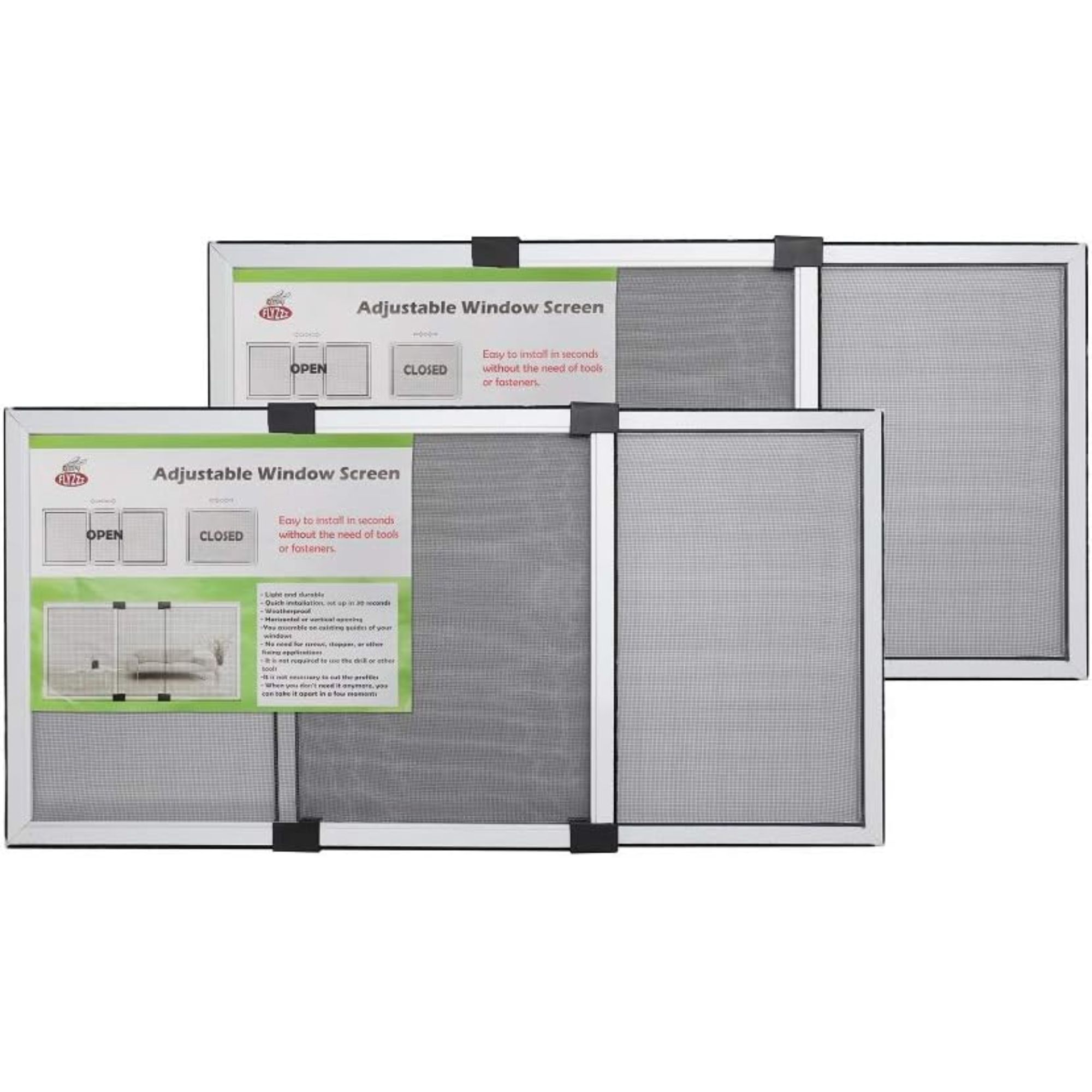Two adjustable window screens