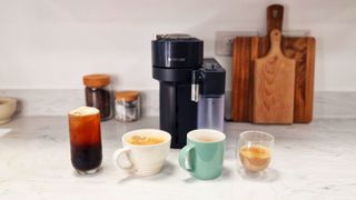 Nespresso Vertuo Lattissima surrounded by drinks