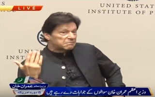 Pakistani prime minister talks about need to control press at an Institute of Peace event in Washington