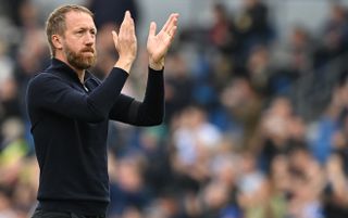 Brighton and Hove Albion head coach Graham Potter applauding | Leicester v Brighton live stream