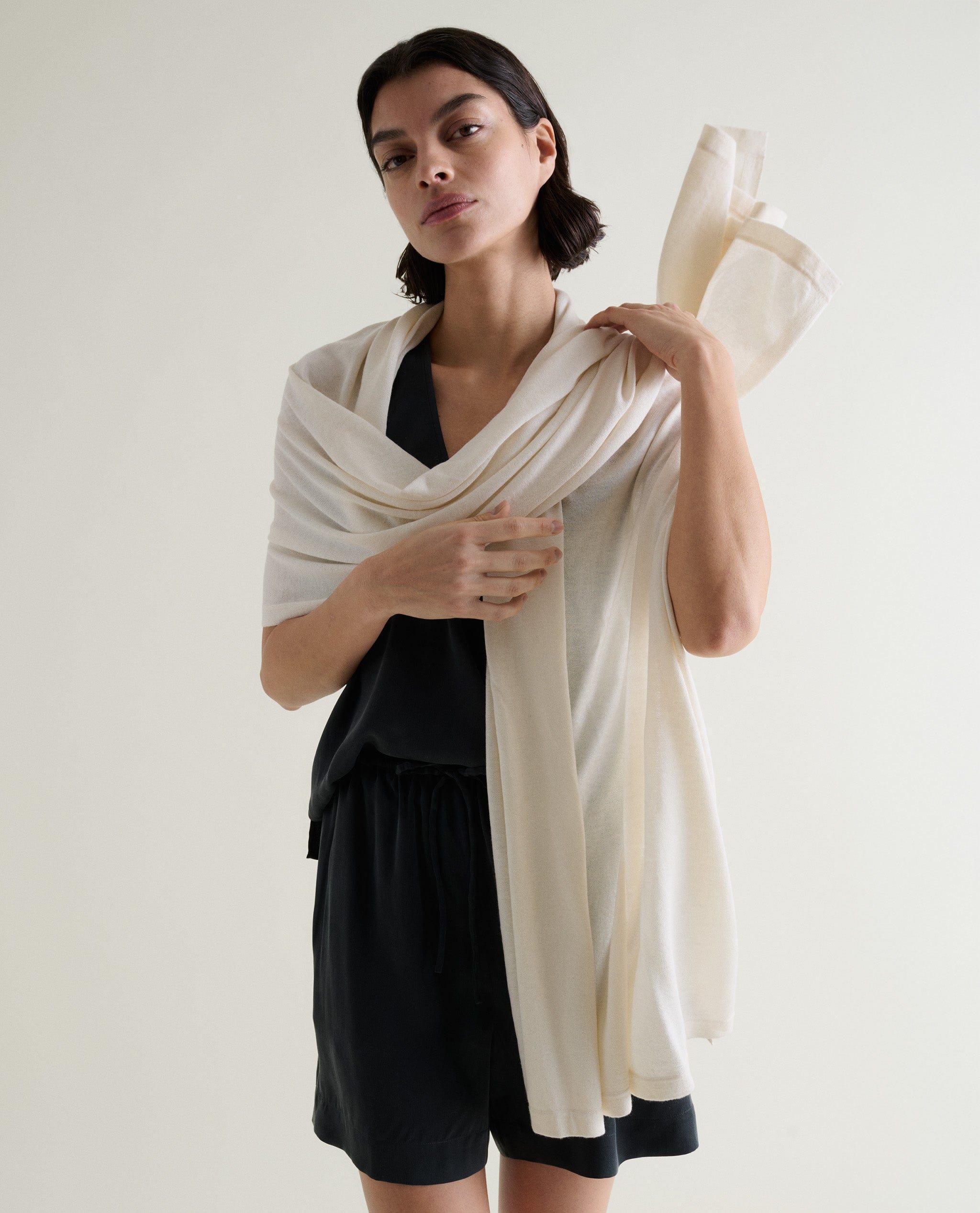 Oversized Silk-Cashmere Wrap - Black