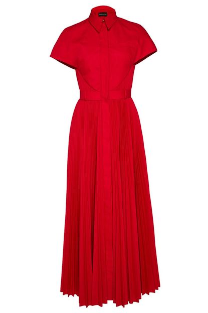 Brandon Maxwell Pleated Button-Up Shirt Dress