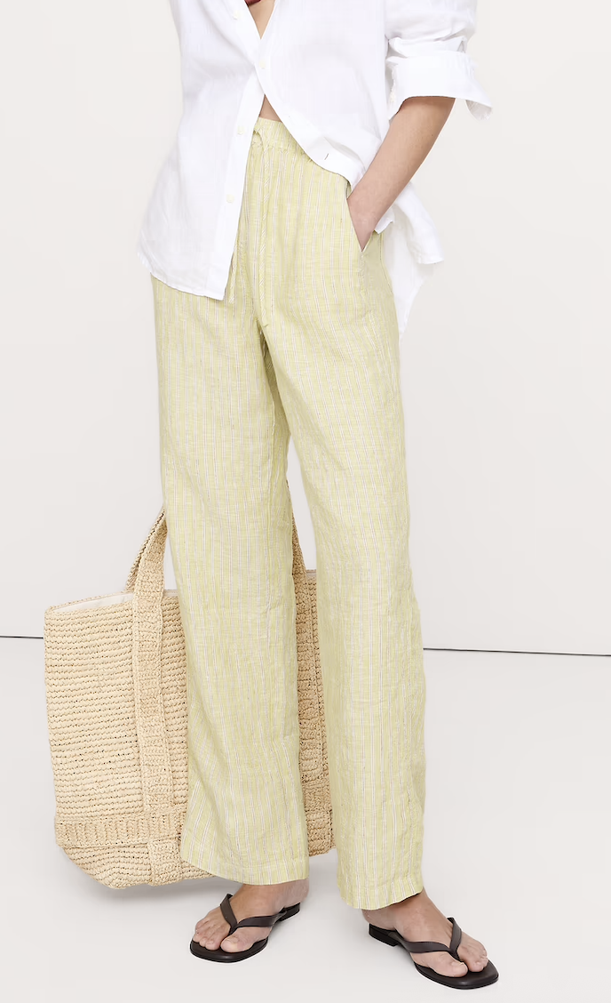 Banana Republic, The Getaway Straight-Leg Pull-On Pant in Linen