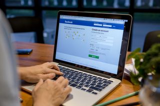 Facebook login page on laptop