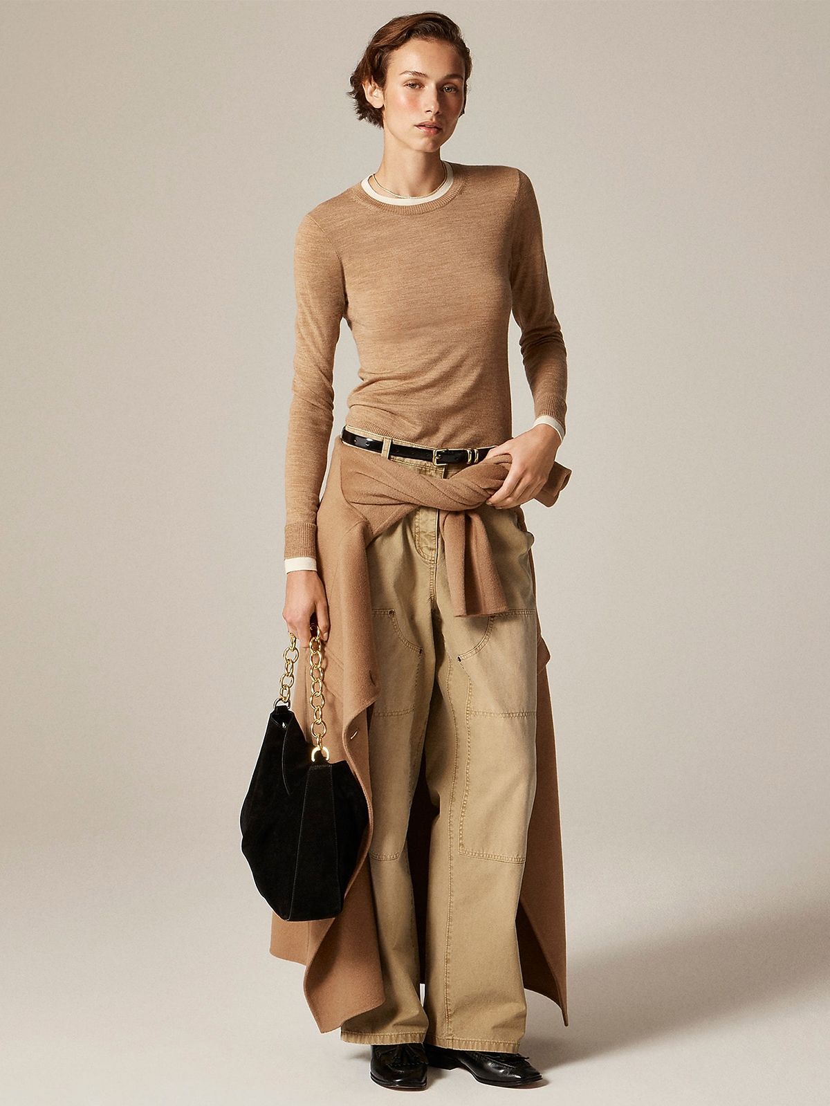 Carolyn Layered Crewneck Sweater in Merino Wool