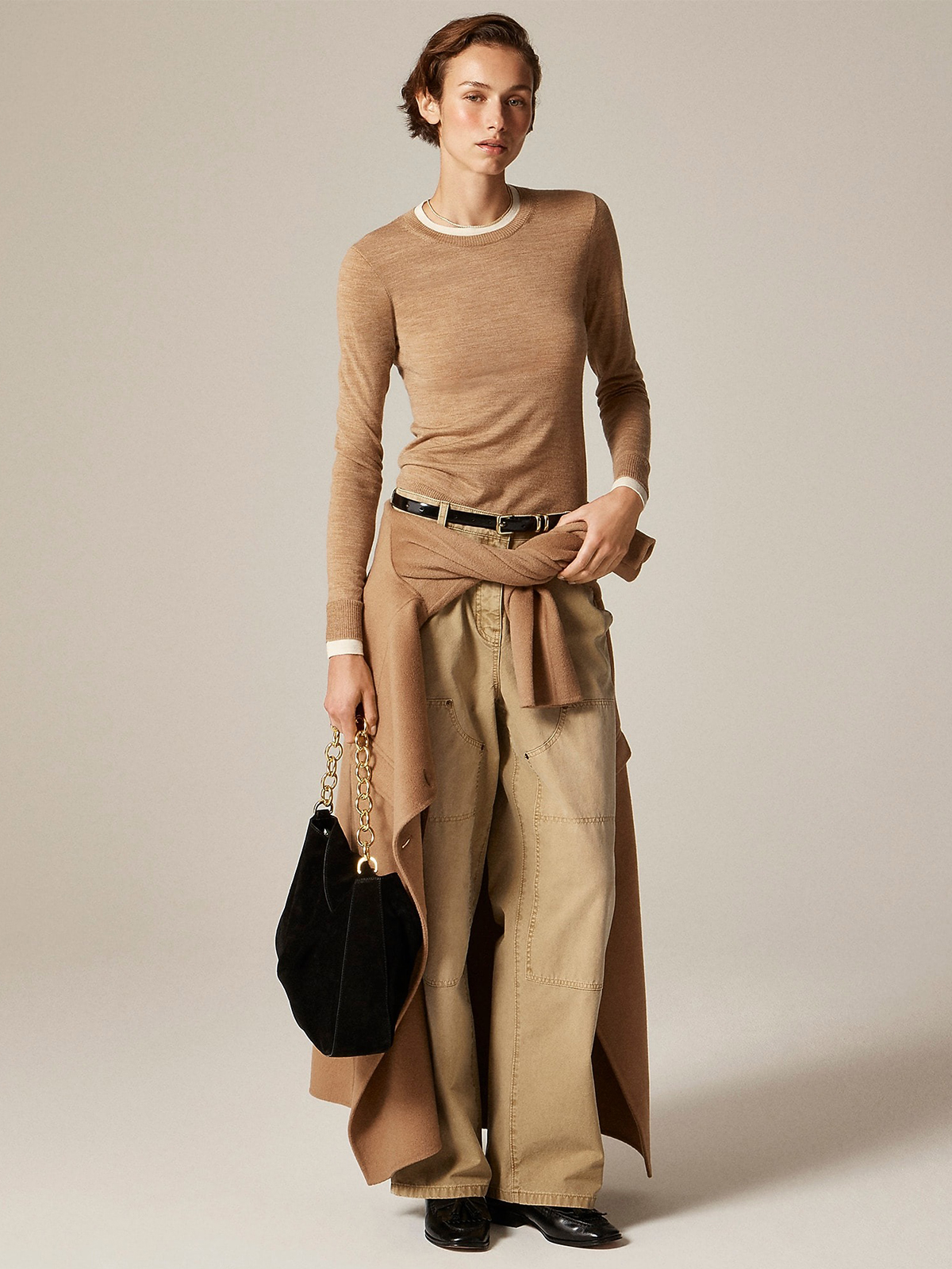 Carolyn Layered Crewneck Sweater in Merino Wool