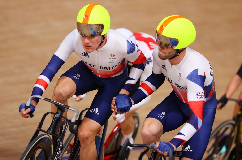 Great Britain in action in the men's Madison