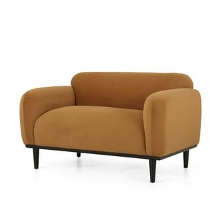 Noble House Chitwood Velvet Loveseat, Turmeric and Matte Black