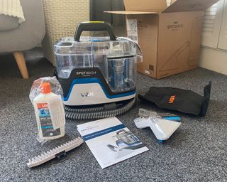 Image of Vax spotwash cleaner unboxed at home