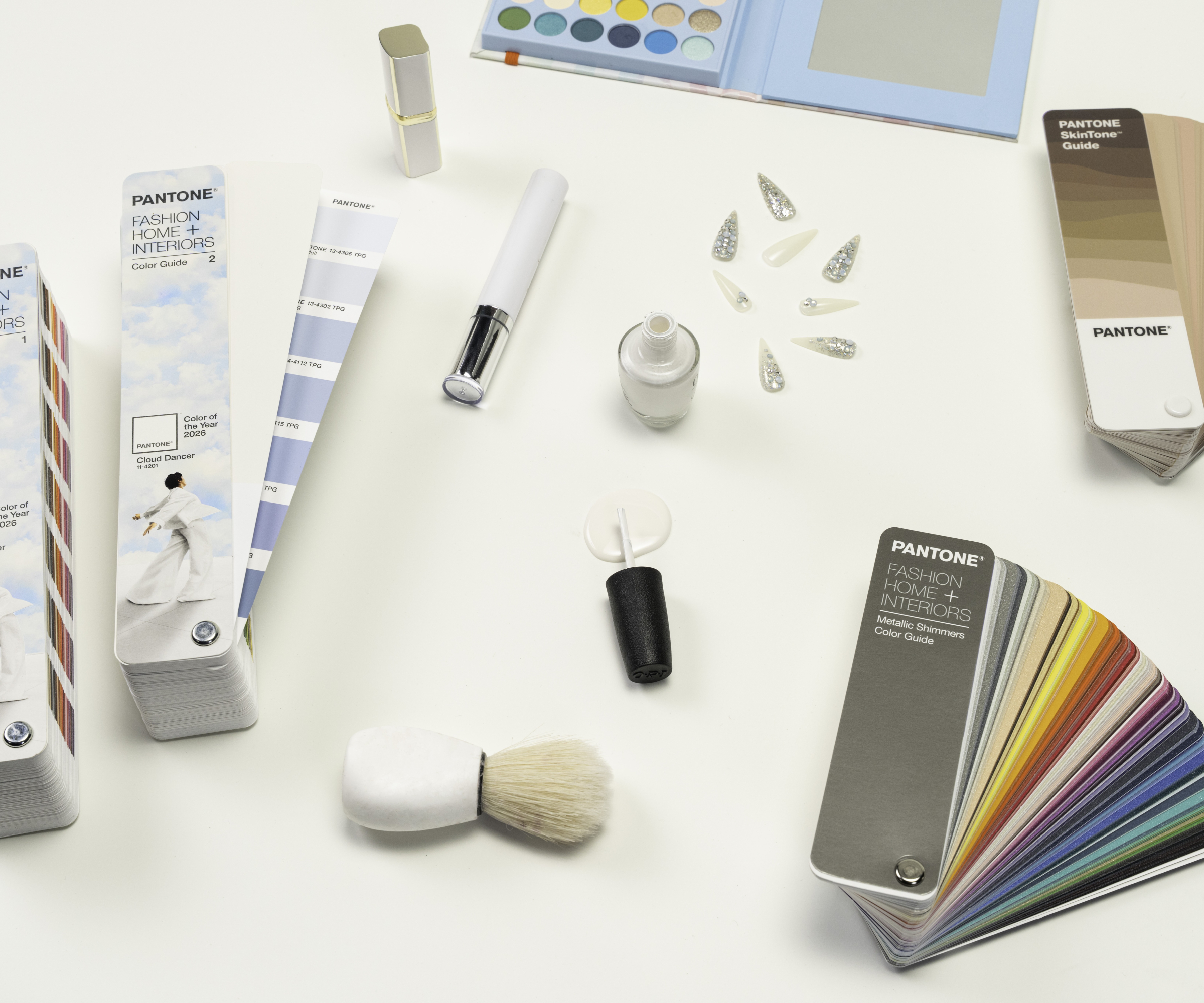 desk with pantone colour swatches