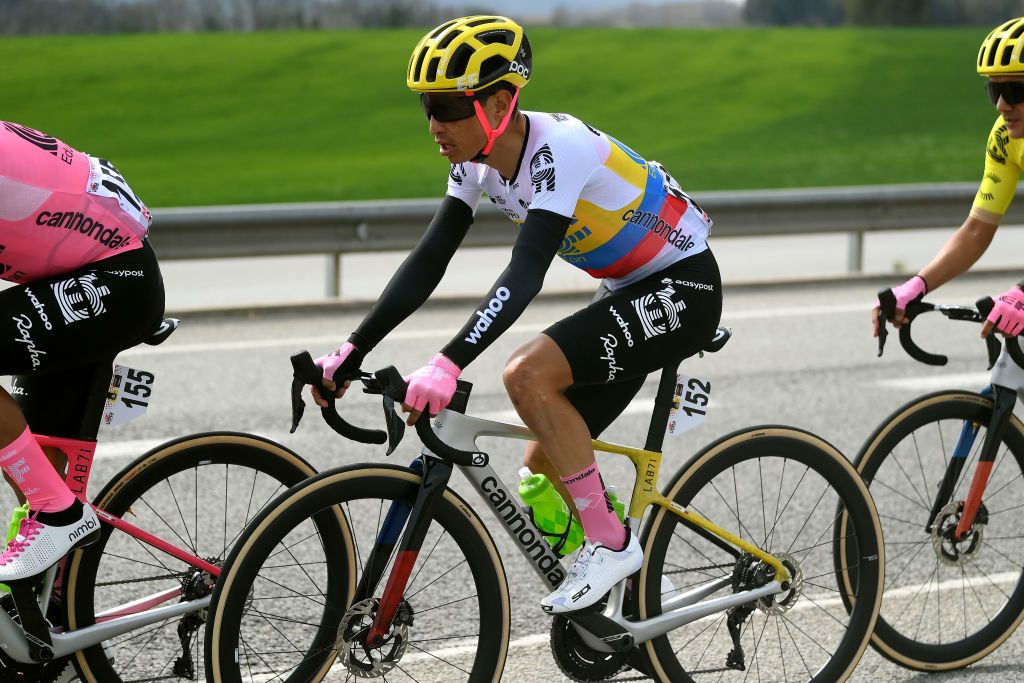 VALTER SPAIN MARCH 21 Esteban Chaves of Colombia and Team EF EducationEasypost competes during the 102nd Volta Ciclista a Catalunya 2023 Stage 2 a 1654km stage from Matar to Vallter 2135m VoltaCatalunya102 on March 21 2023 in Vallter Spain Photo by David RamosGetty Images