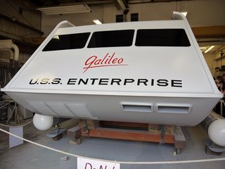 A close-up of the fully restored Galileo shuttlecraft from TV's