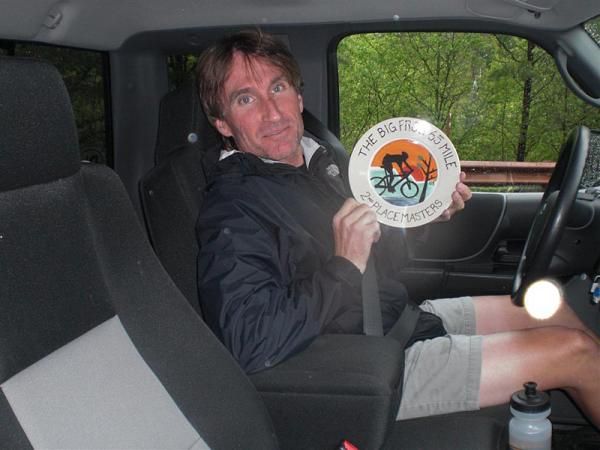 Randy Guymer, second in the Masters race, shows off his trophy.