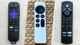 (L to R) the Roku, Apple TV and Fire TV remotes