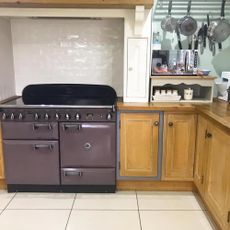 kitchen interior with black electric cooker