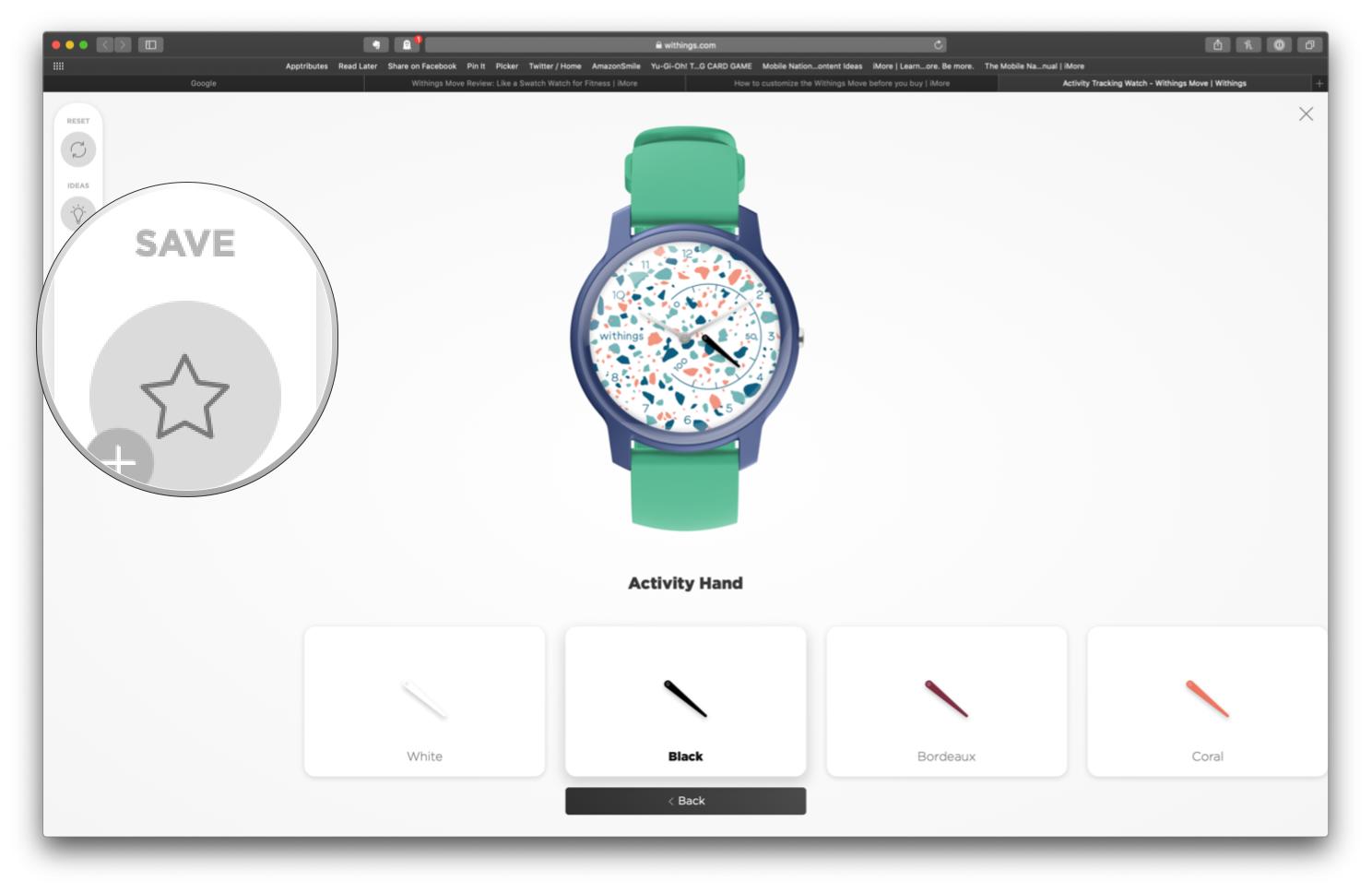 Withings Move custom creator save button