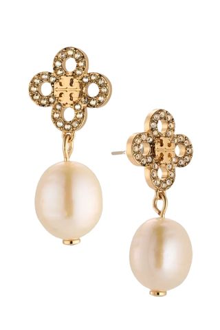 Kira Clover Pearl Drop Earrings