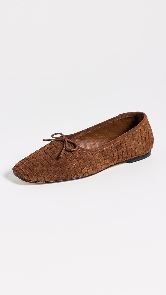 Jada Flats - Toffee Woven Suede
