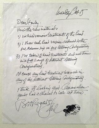 A letter from Saul Bass to Stanley Kubrick.