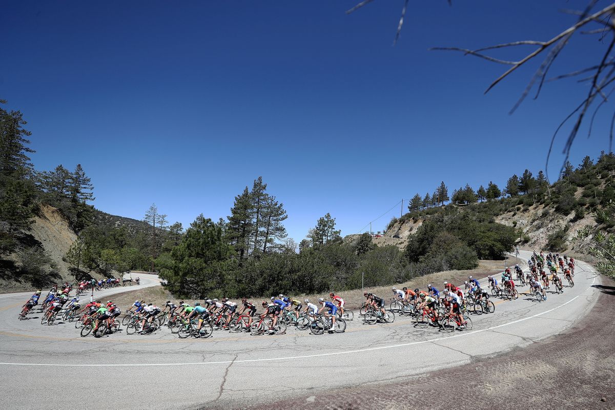 Beautiful blue skies for the seventh and final stage of the Tour of California to Pasadena