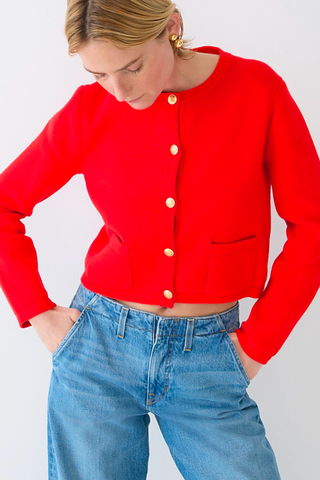 J.Crew Spring Collection Best Pieces | J.Crew Emilie Patch-Pocket Sweater Lady Jacket