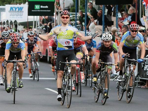 Aleksandr Serebryakov (Team Type 1-Sanofi) celebrates his victory in the TD Bank Philadelphia International Cycling Championship